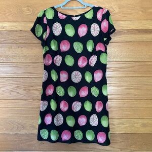 Vintage 90s Geary Roark Kasimoto novelty print lime citrus print dress